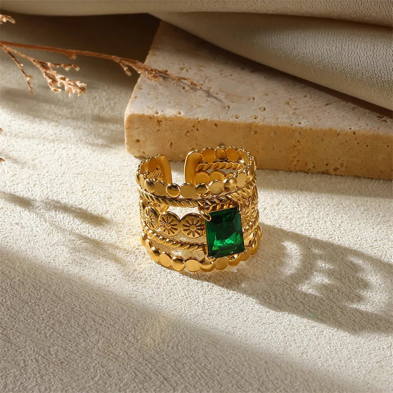 Emerald Gold Plated Ring