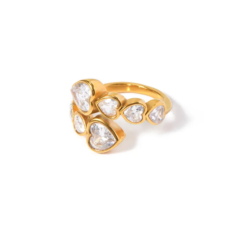 Gold Plated Heart Diamond Ring